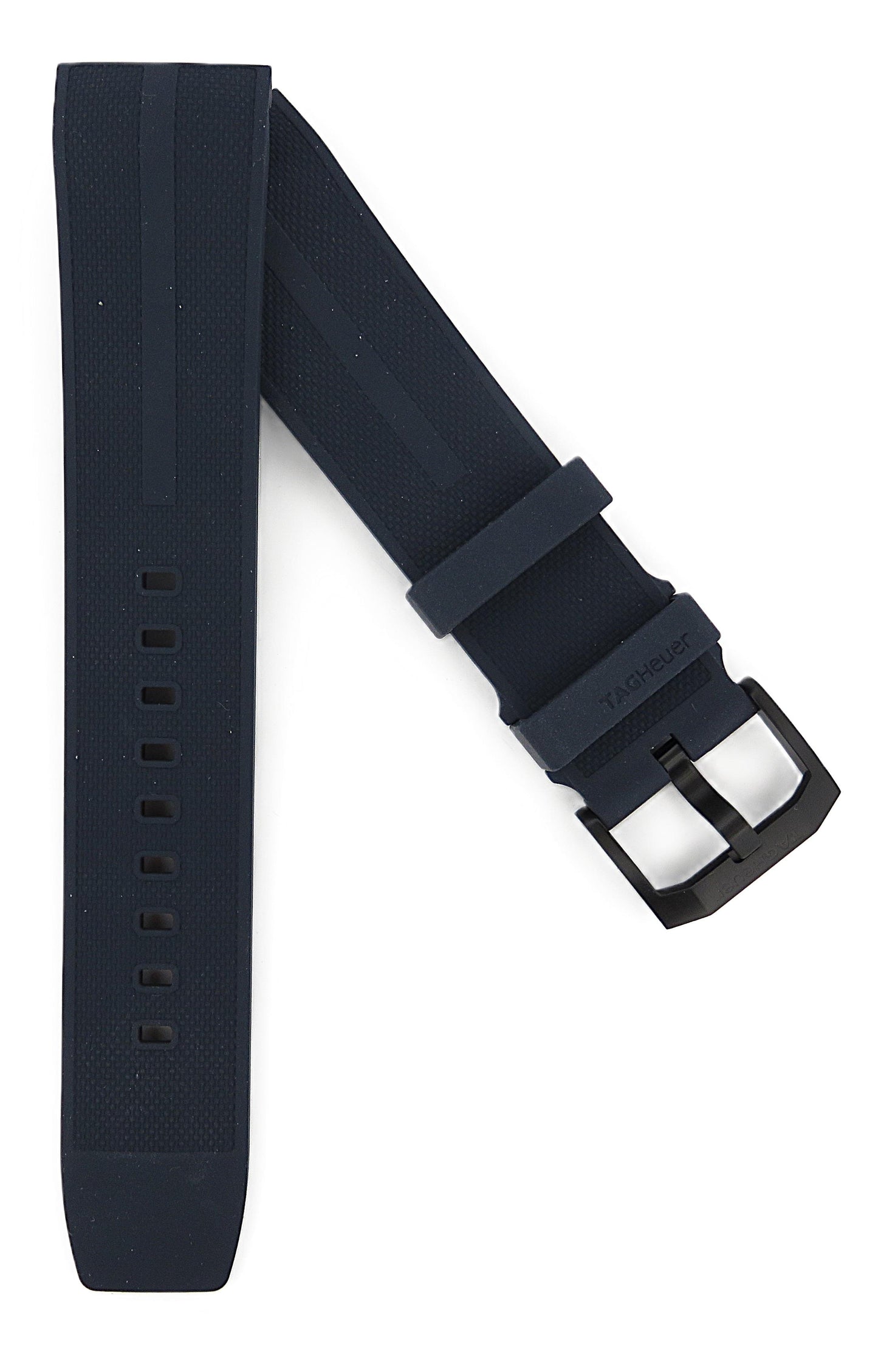 TAG Heuer Formula 1 BT0025 CAZ101AZ Black rubber strap / Black DLC satin-finished steel ardillon buckle 21.5mm - Genuine OEM