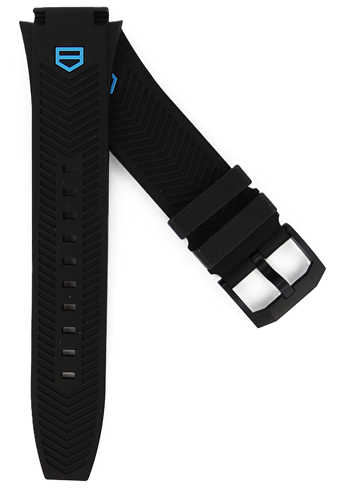 TAG Heuer Formula 1 BT0034 CAZ2084 Black - blue rubber / black DLC satin-finished steel ardillon buckle 18.5mm - Genuine OEM