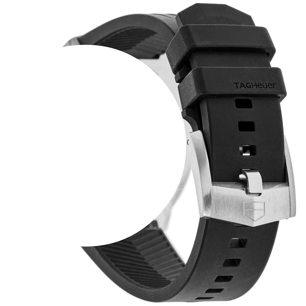 TAG Heuer Formula 1 BT0046 WBY111A Black rubber / micro-blasted satin-finished steel ardillon buckle 18.5mm - Genuine OEM