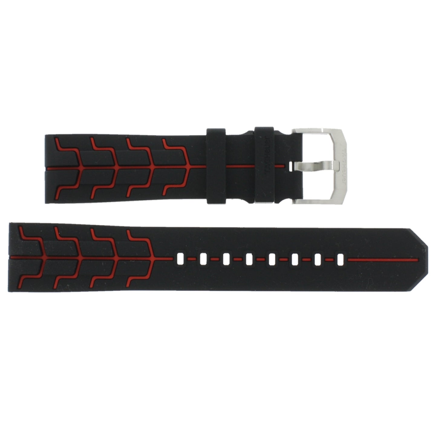 TAG Heuer Formula 1 F1 BT0728 Black/Red Rubber Strap 21.5mm - Genuine OEM