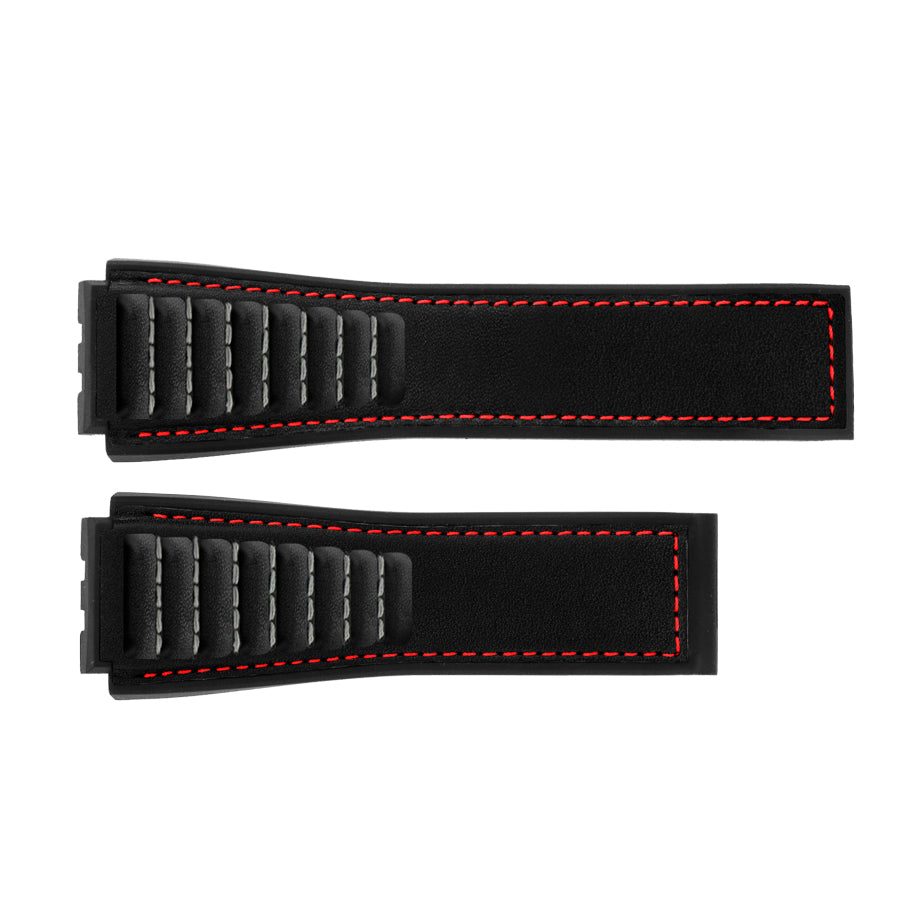 TAG Heuer FT6101 CAR2A1D Carrera Heuer 01 Black Rubber/Black Calfskin Strap 22mm - Genuine OEM