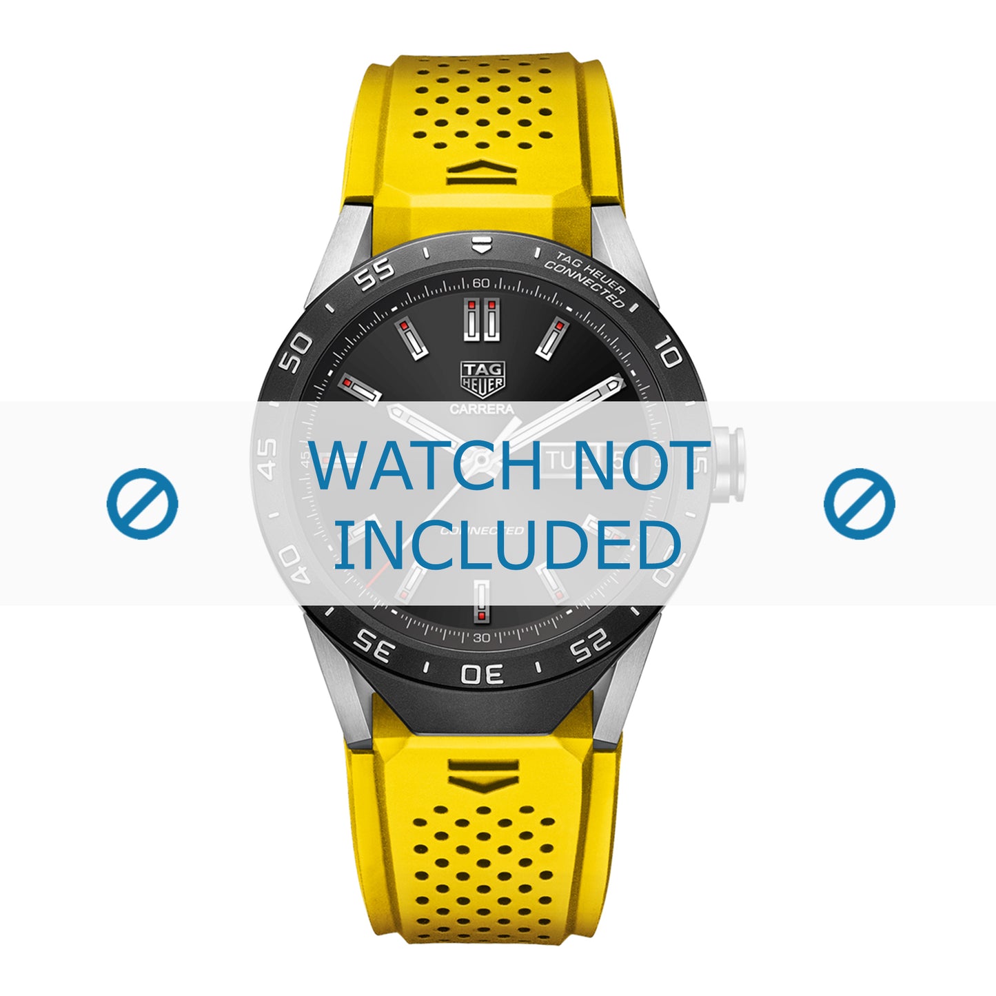 TAG Heuer Connected FT6060 SAR8A80 Yellow Rubber Strap 22mm - Genuine OEM