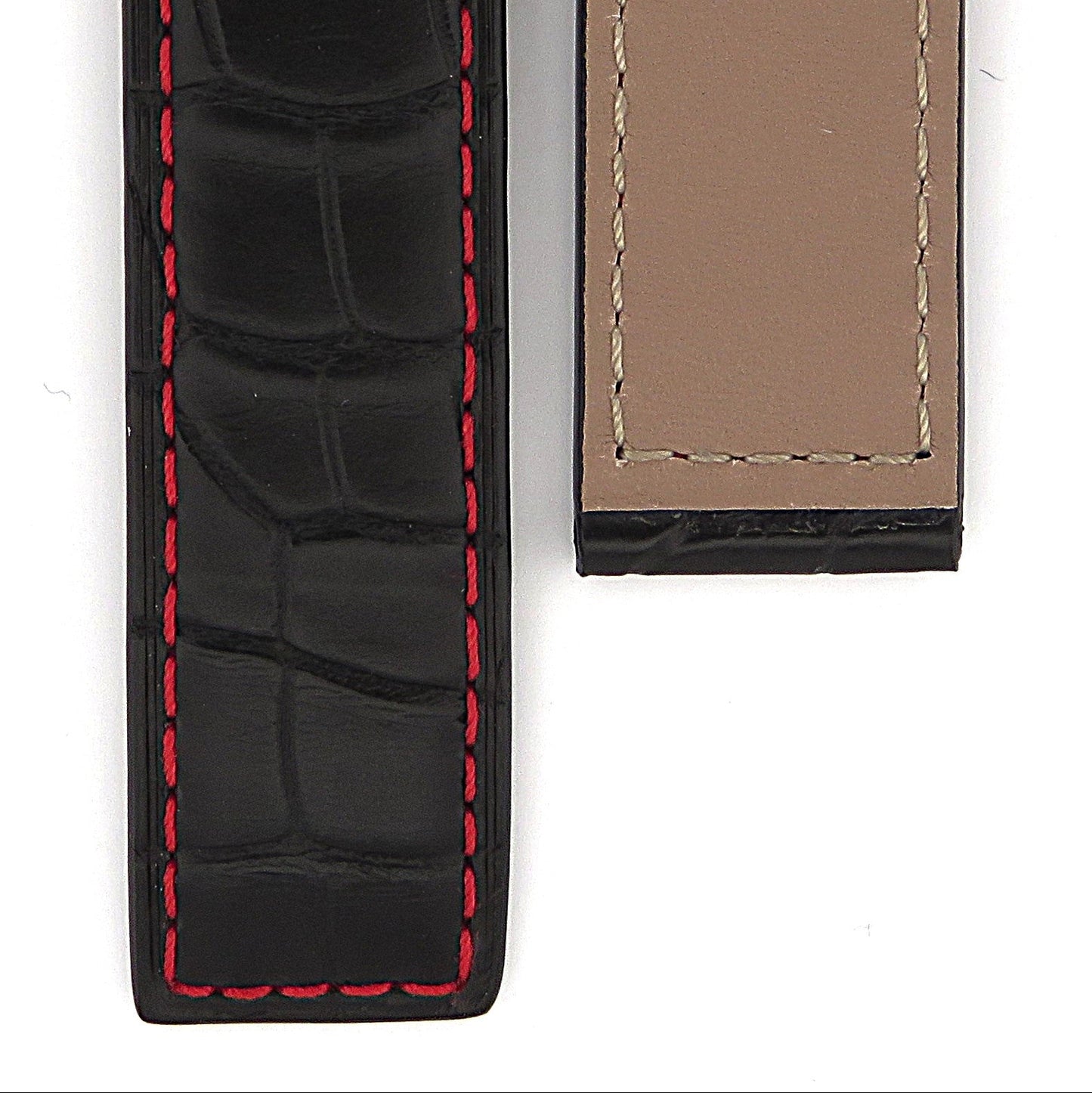 TAG Heuer Carrera CAR211C FC6333 Black with red stitching Alligator Leather Strap 20mm - Genuine OEM
