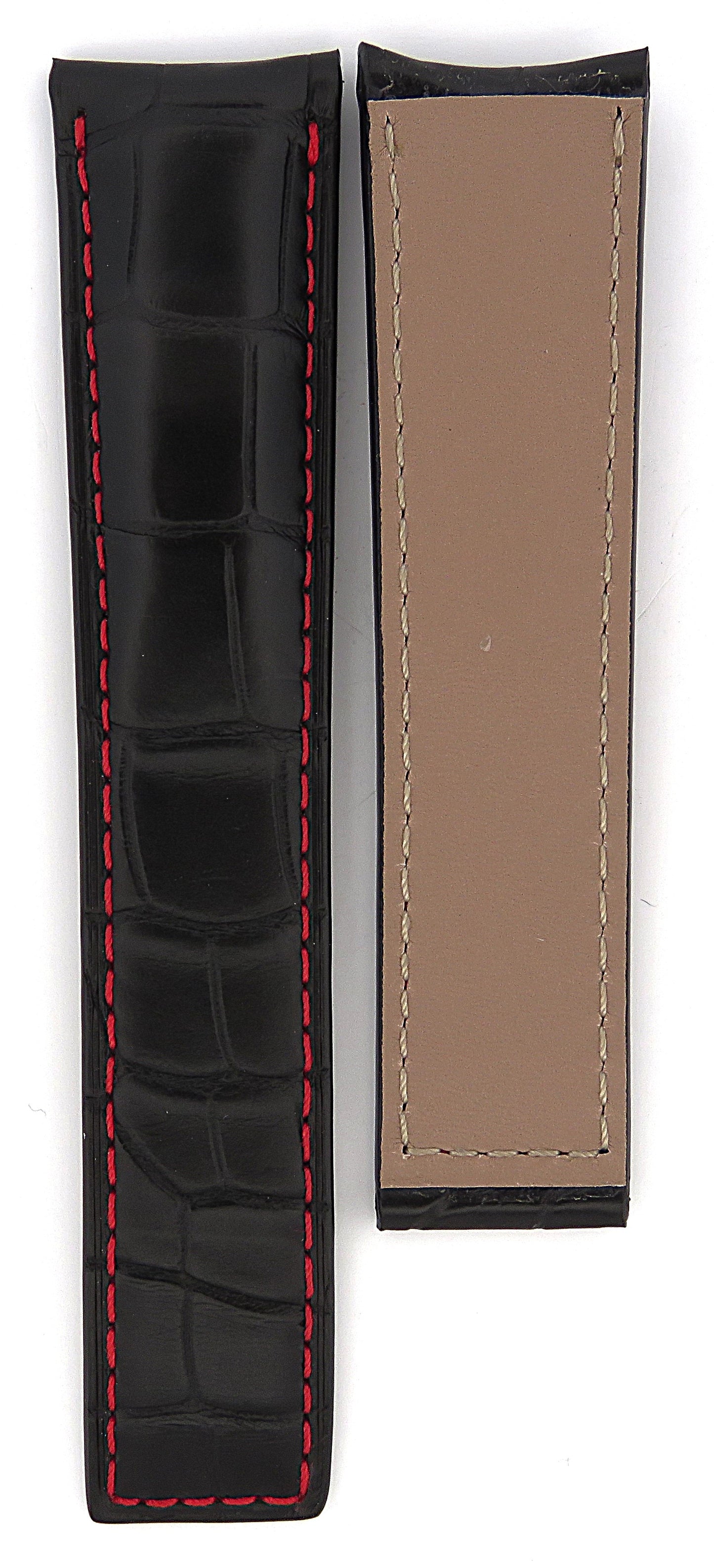 TAG Heuer Carrera CAR211C FC6333 Black with red stitching Alligator Leather Strap 20mm - Genuine OEM