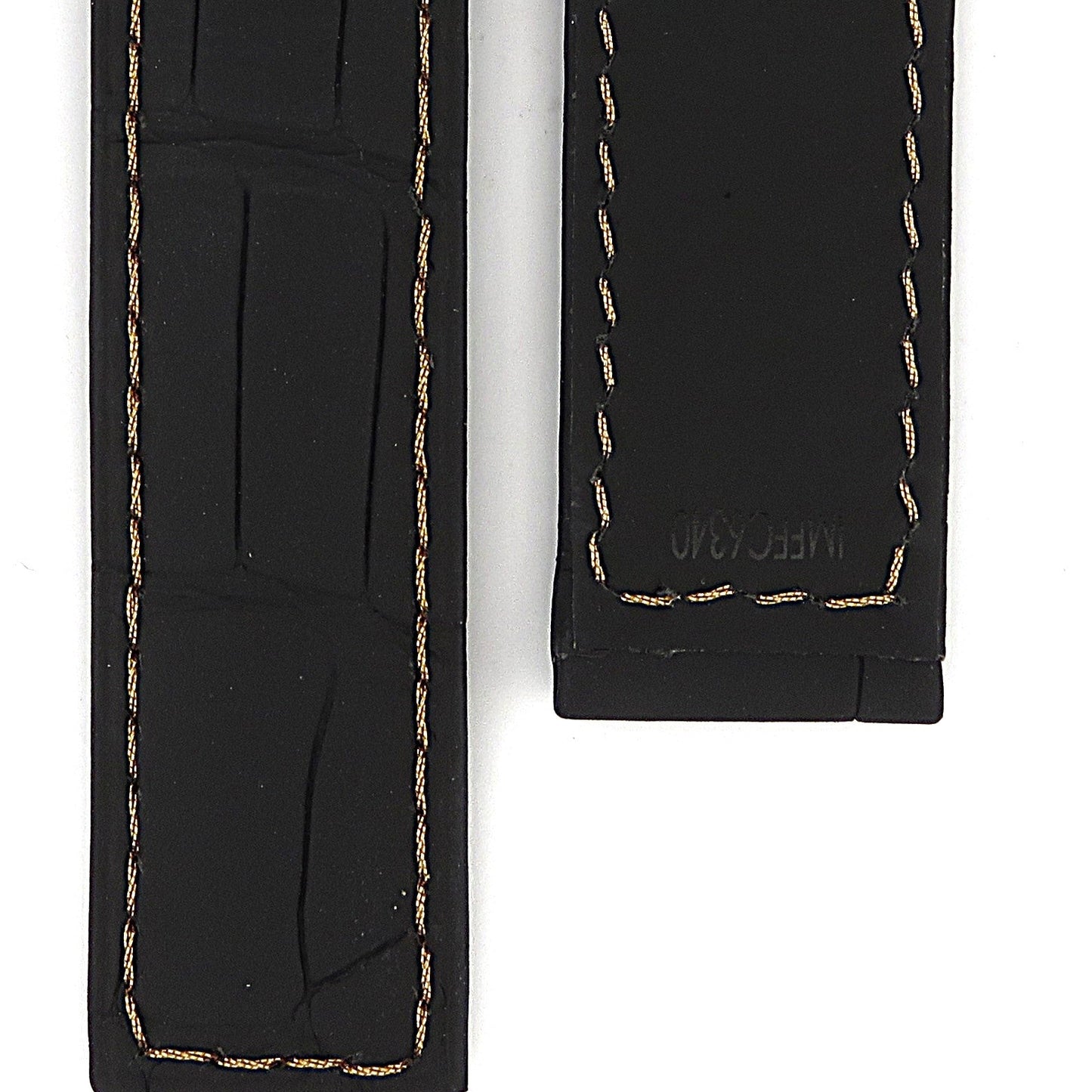 TAG Heuer Carrera CAR2A50 FC6340 Black with gold stitching Alligator Leather Strap 22mm - Genuine OEM