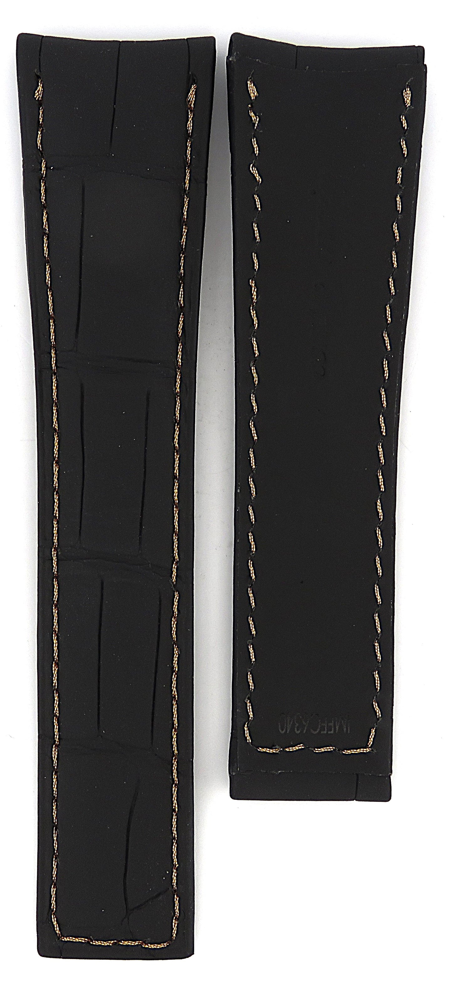 TAG Heuer Carrera CAR2A50 FC6340 Black with gold stitching Alligator Leather Strap 22mm - Genuine OEM