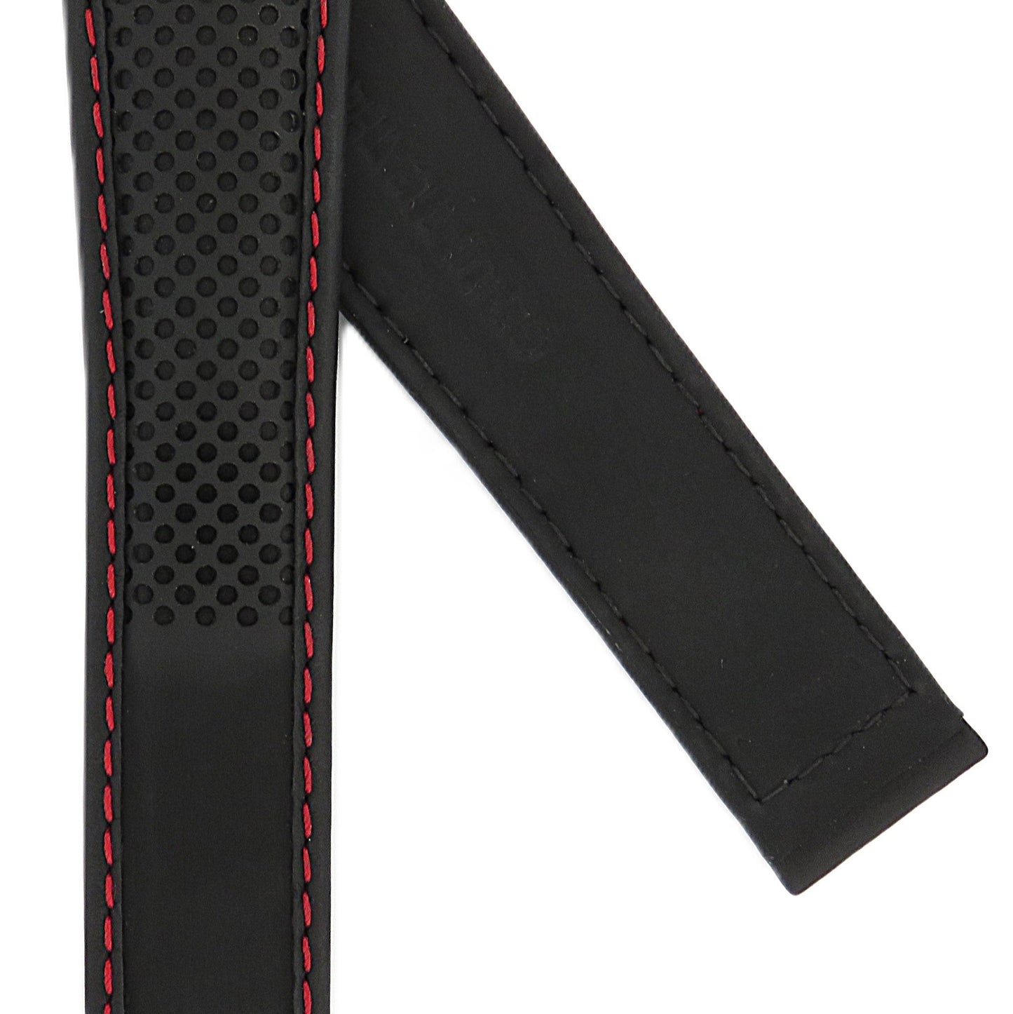 TAG Heuer Carrera FC6360 CAR2C92 Black with holes and red stitching Calfskin Strap 22mm - Genuine OEM