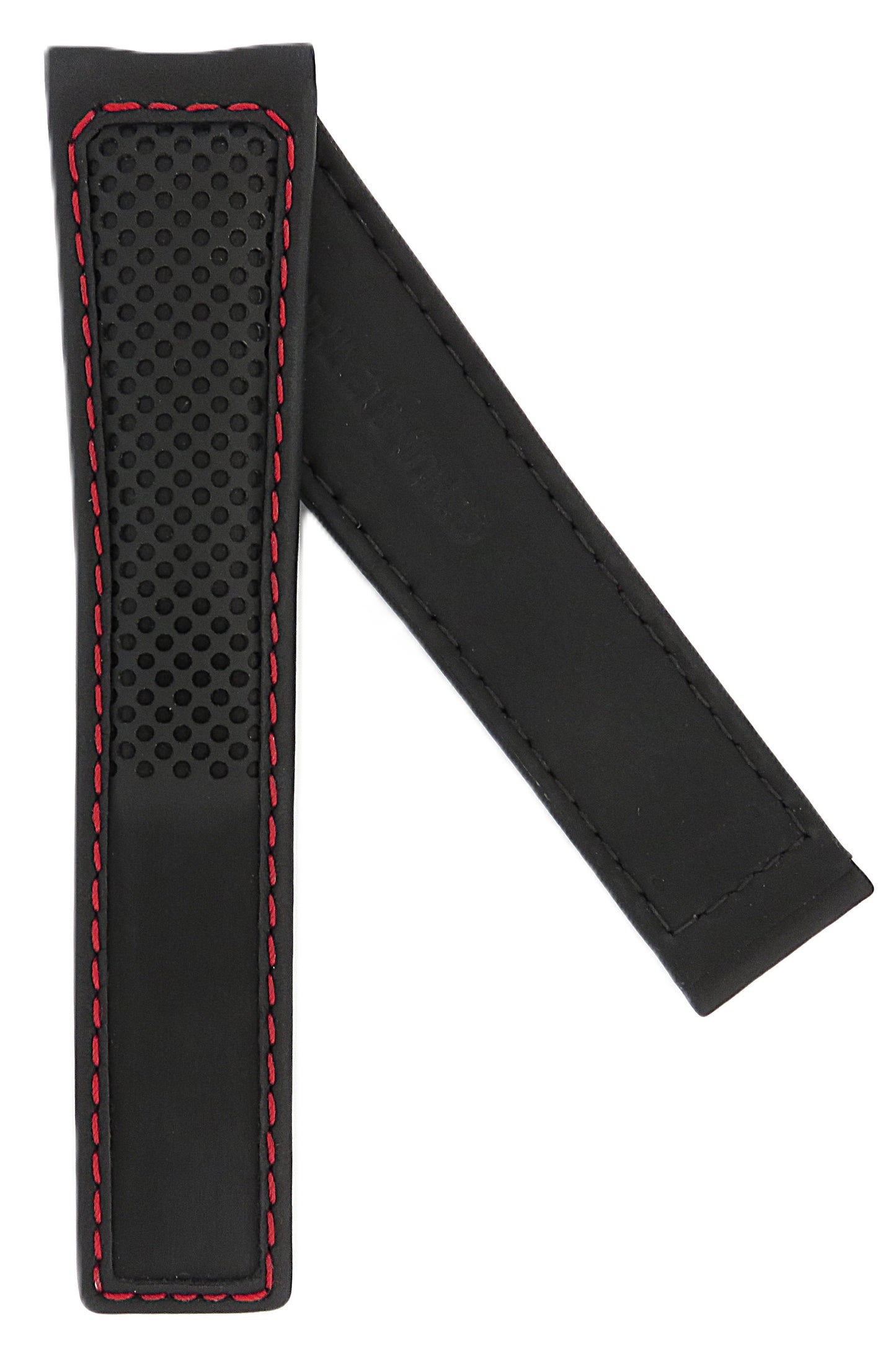 TAG Heuer Carrera FC6360 CAR2C92 Black with holes and red stitching Calfskin Strap 22mm - Genuine OEM