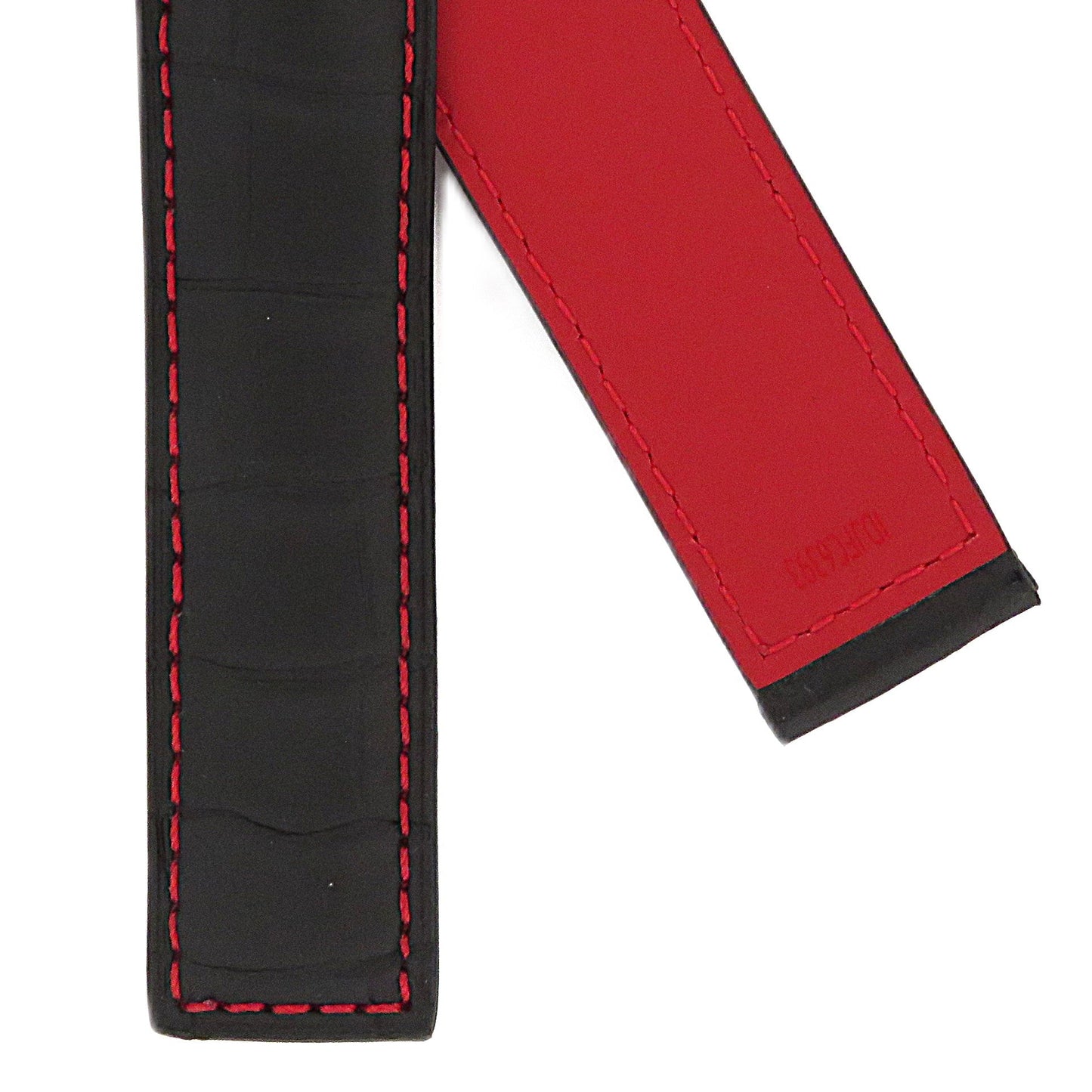 TAG Heuer Carrera CV2A83 FC6393 Black with red stitching Alligator Leather Strap 22mm - Genuine OEM