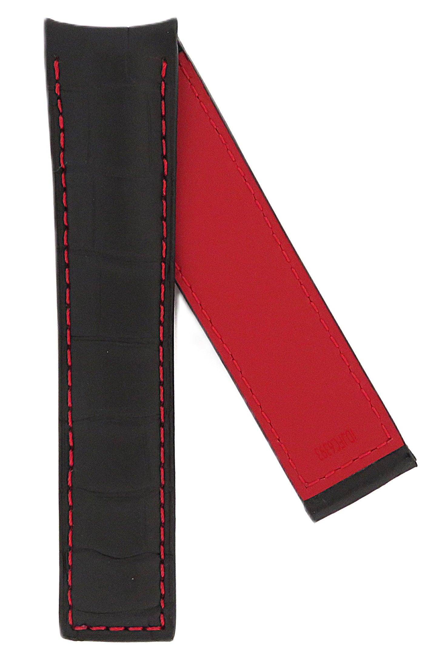 TAG Heuer Carrera CV2A83 FC6393 Black with red stitching Alligator Leather Strap 22mm - Genuine OEM
