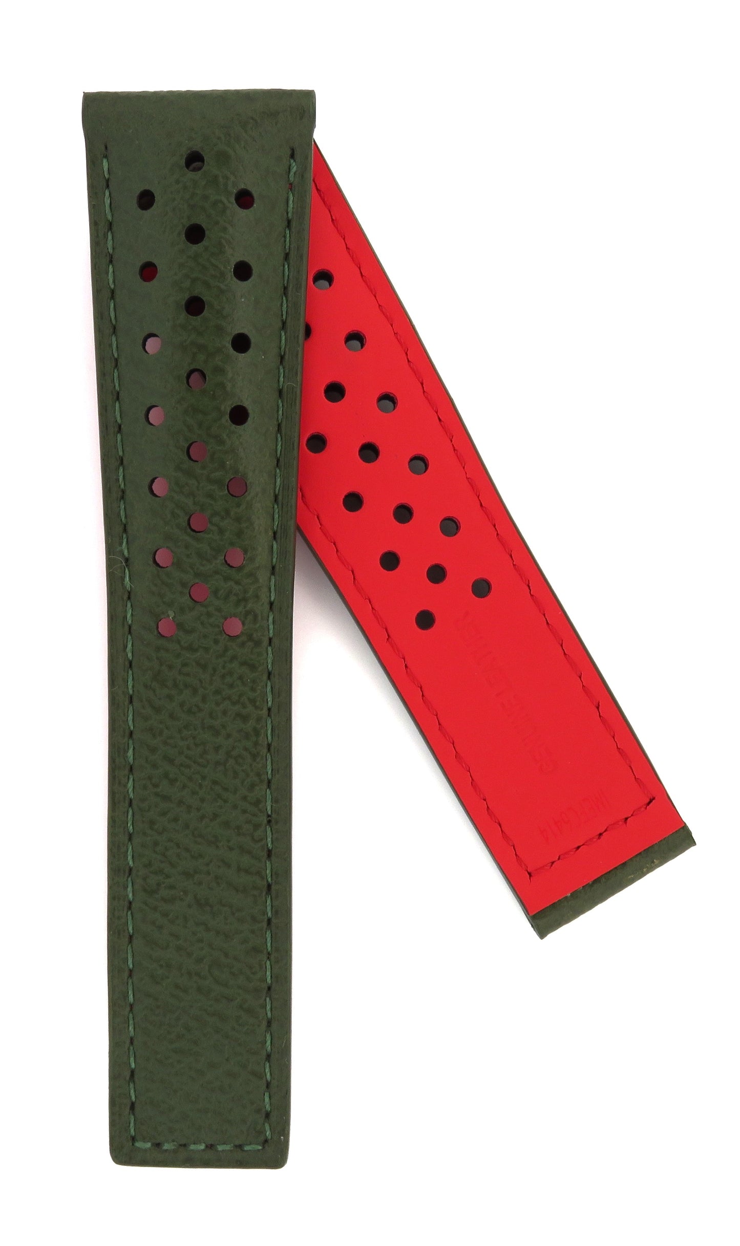 TAG Heuer Monaco FC6414 CAW211E Khaki green with holes Calfskin Strap 22mm - Genuine OEM
