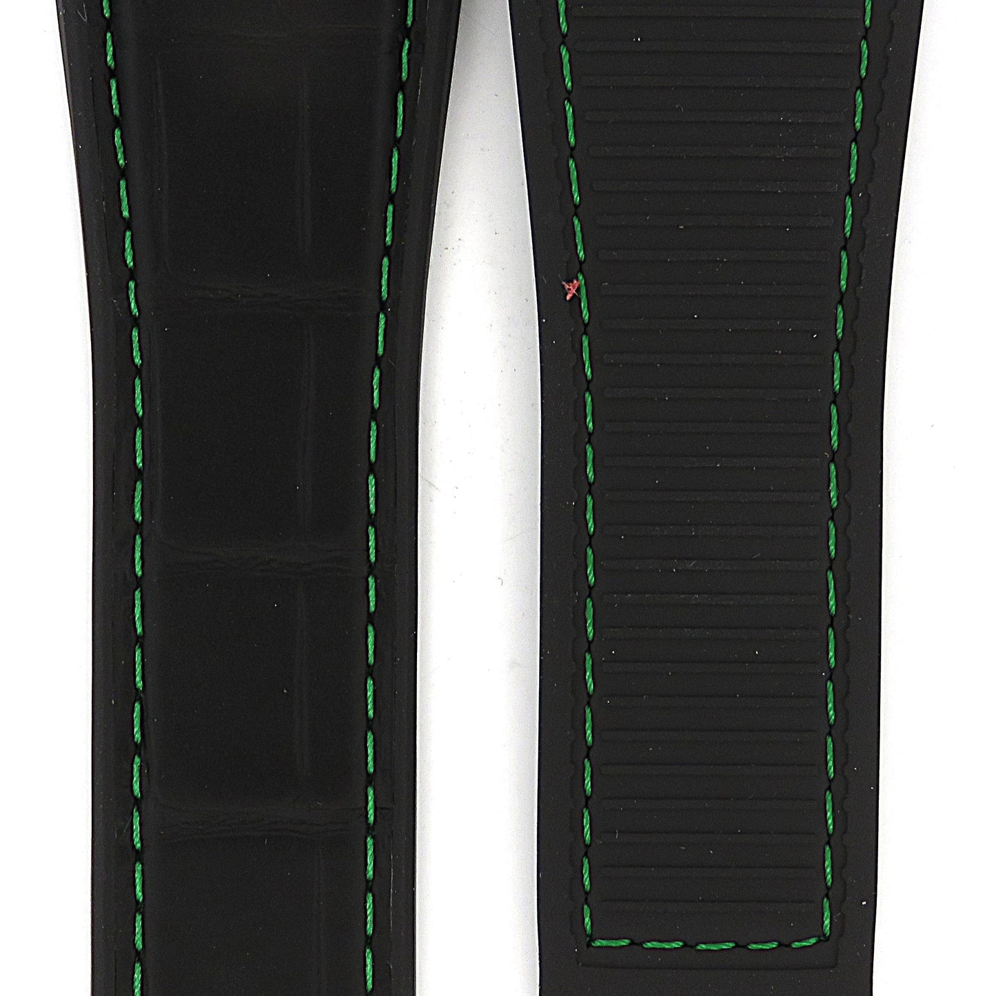 TAG Heuer Carrera FC6425 CAR2A1B Black rubber and black alligator leather with green stitching Strap 22mm - Genuine OEM