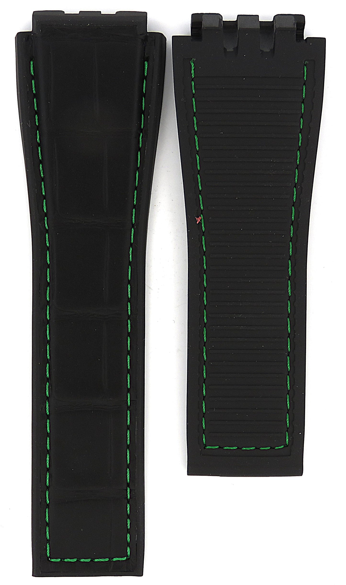TAG Heuer Carrera FC6425 CAR2A1B Black rubber and black alligator leather with green stitching Strap 22mm - Genuine OEM