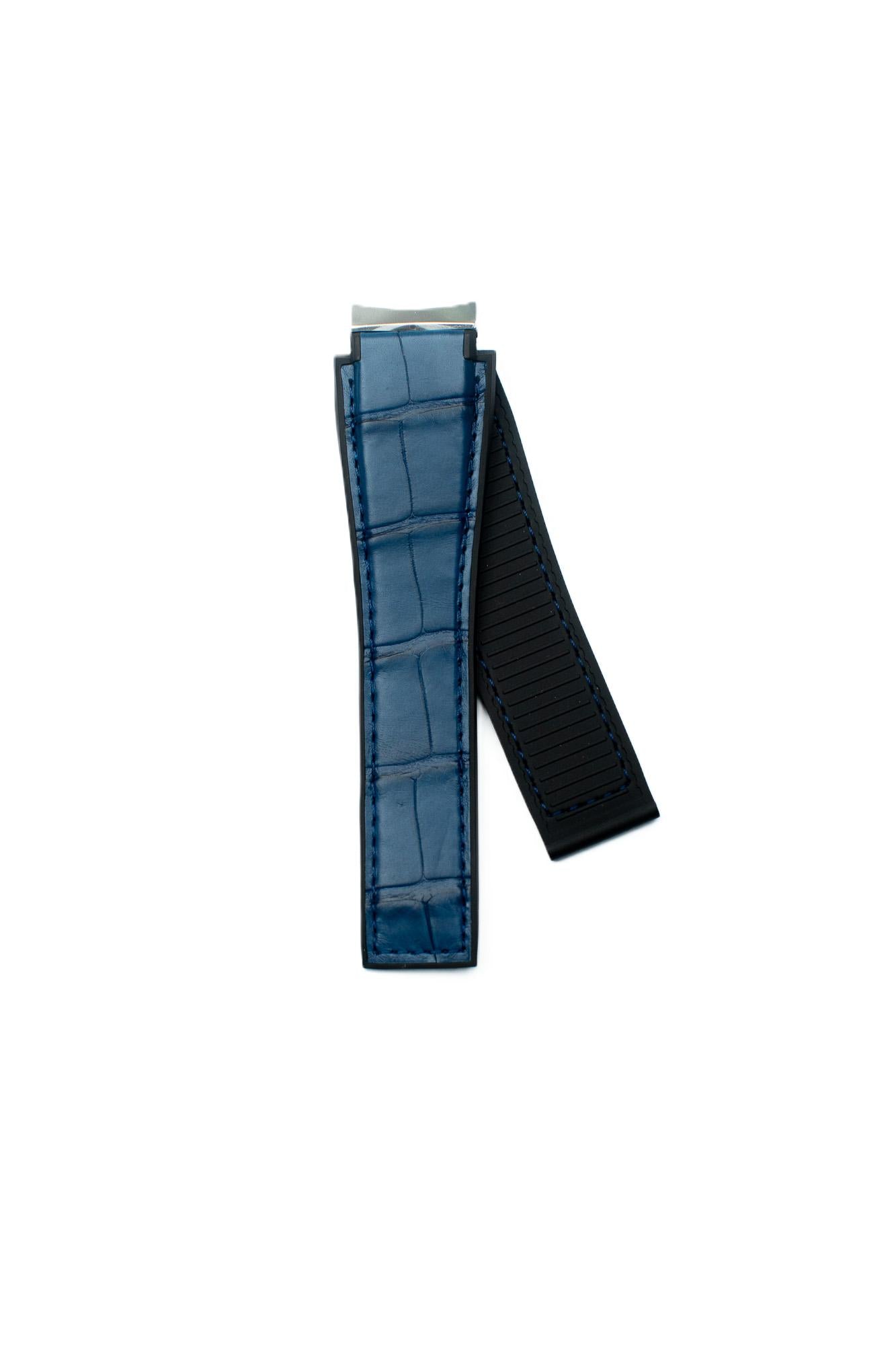 TAG Heuer Carrera FC6430 CBG2011 Black rubber and blue alligator leather Strap with built in attachment 21.50mm - Genuine OEM