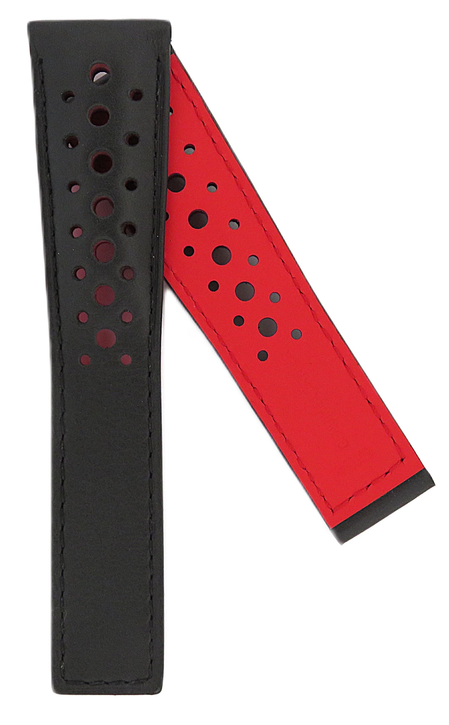 TAG Heuer Monaco FC6467 CAW211W Blued black with holes and red lining Calfskin Strap 22mm - Genuine OEM