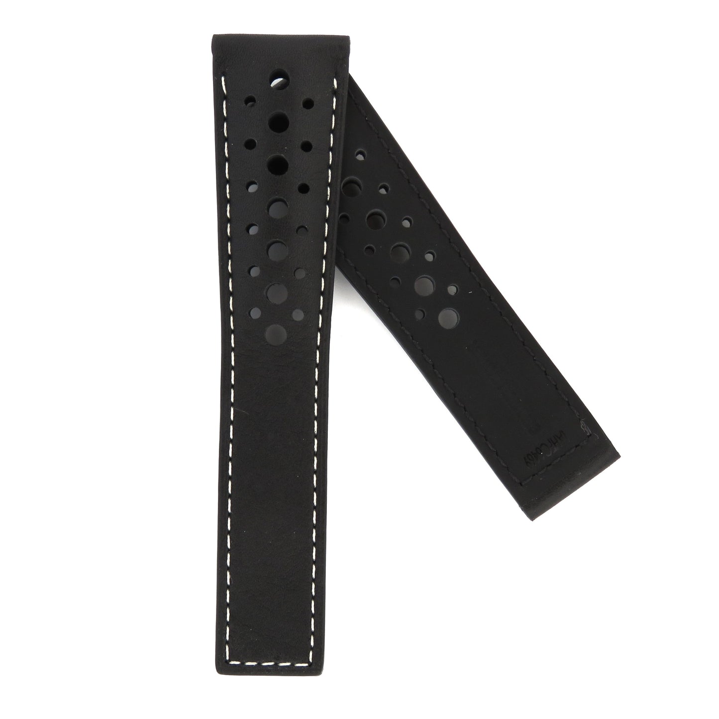 TAG Heuer Monaco FC6469 CAW211Y Black with holes, white stitching, black lining Calfskin Strap 22mm - Genuine OEM