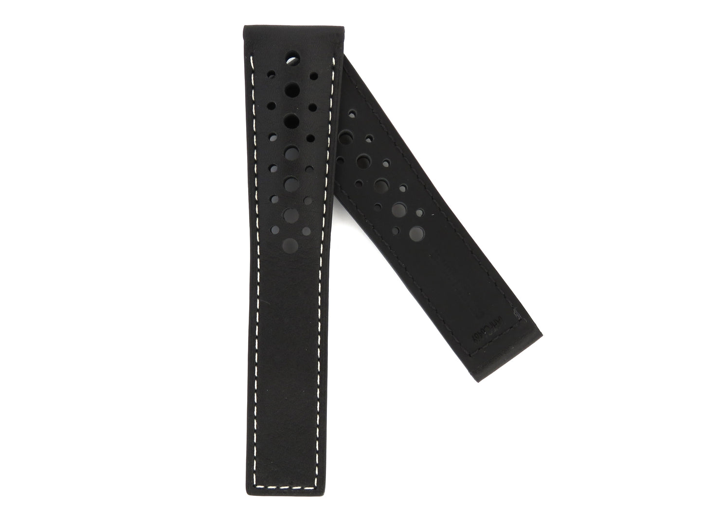 TAG Heuer Monaco FC6469 CAW211Y Black with holes, white stitching, black lining Calfskin Strap 22mm - Genuine OEM