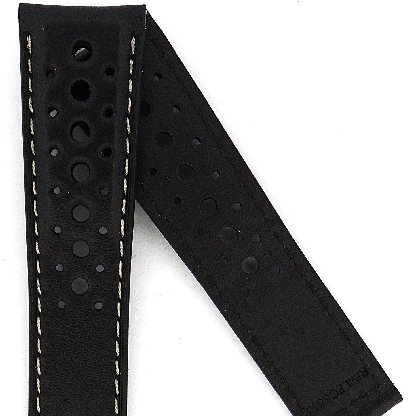 TAG Heuer Monaco FC6515 CBL211B Black with off white stitching Calfskin Strap 22mm - Genuine OEM
