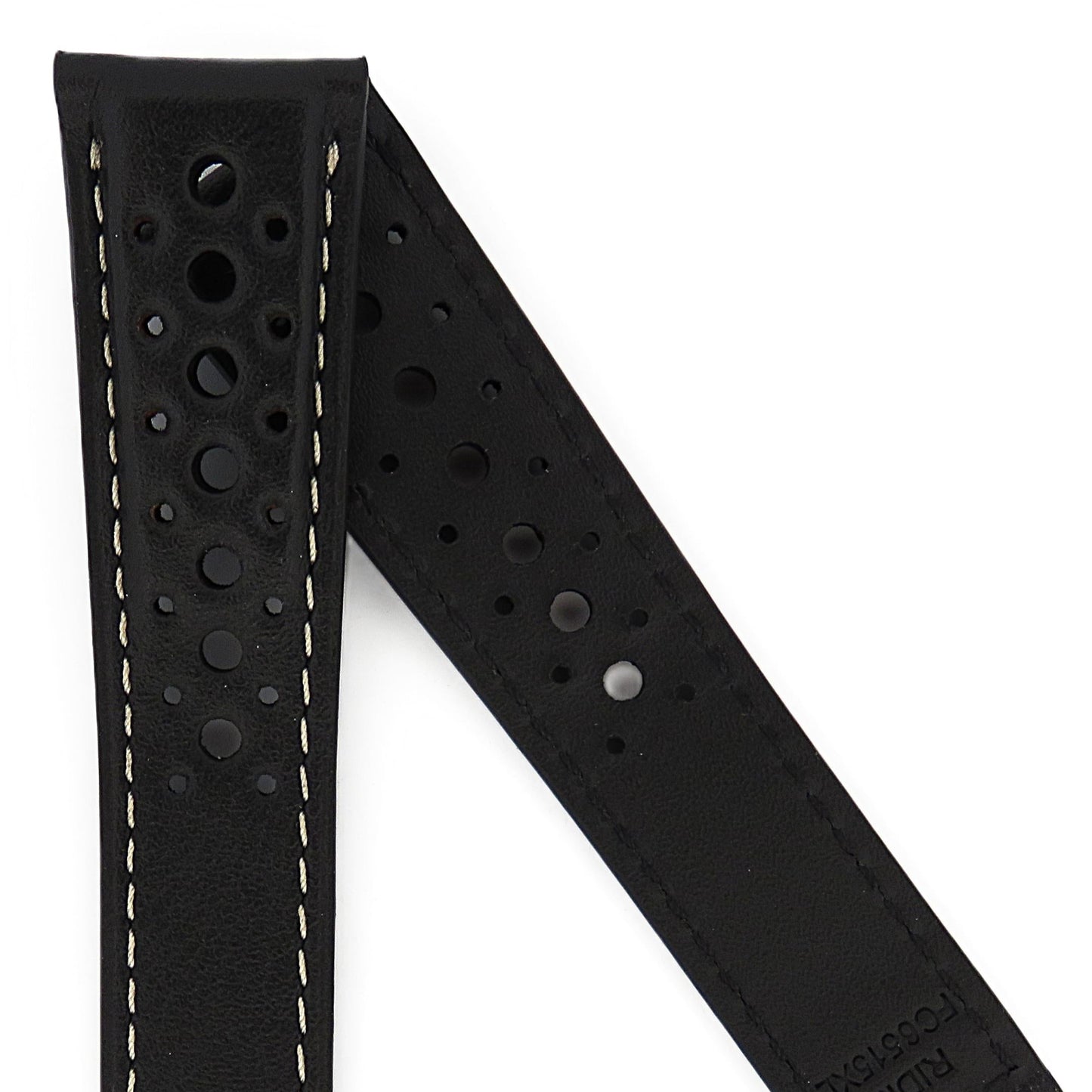TAG Heuer Monaco FC6515XL CBL211B Black with off white stitching extra long Calfskin Strap 22mm - Genuine OEM