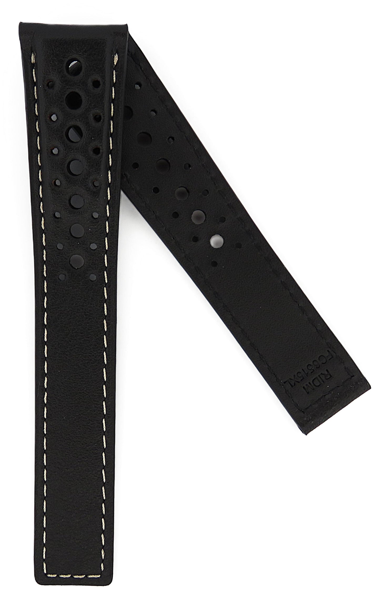 TAG Heuer Monaco FC6515XL CBL211B Black with off white stitching extra long Calfskin Strap 22mm - Genuine OEM