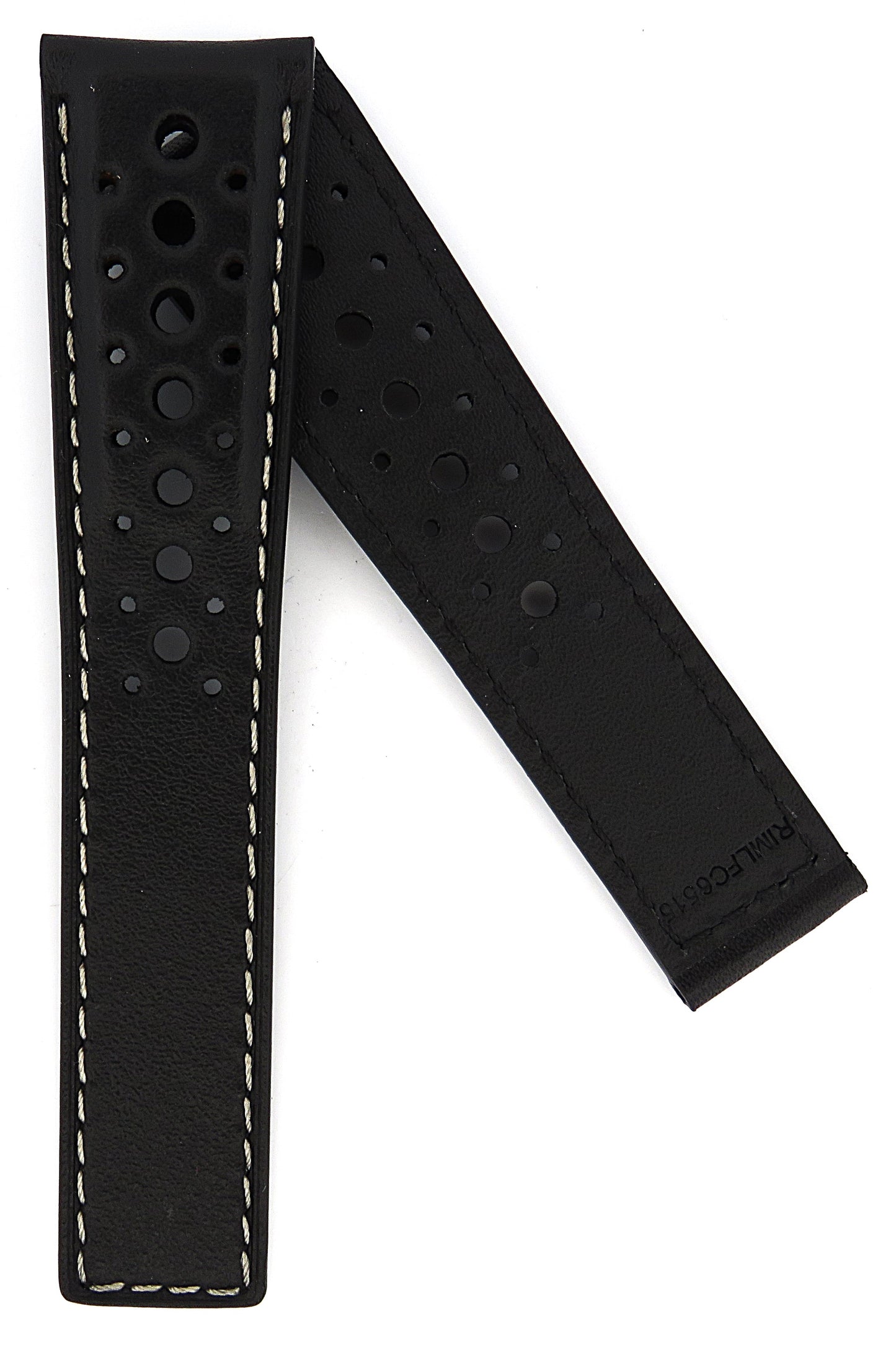 TAG Heuer Monaco FC6515 CBL211B Black with off white stitching Calfskin Strap 22mm - Genuine OEM