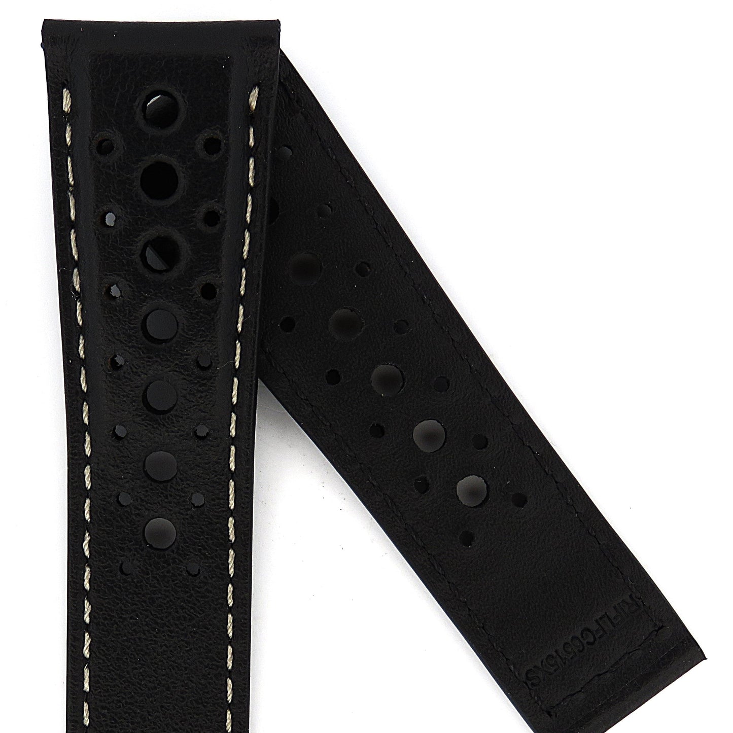 TAG Heuer Monaco FC6515XS CBL211B Black with off white stitching extra short Calfskin Strap 22mm - Genuine OEM