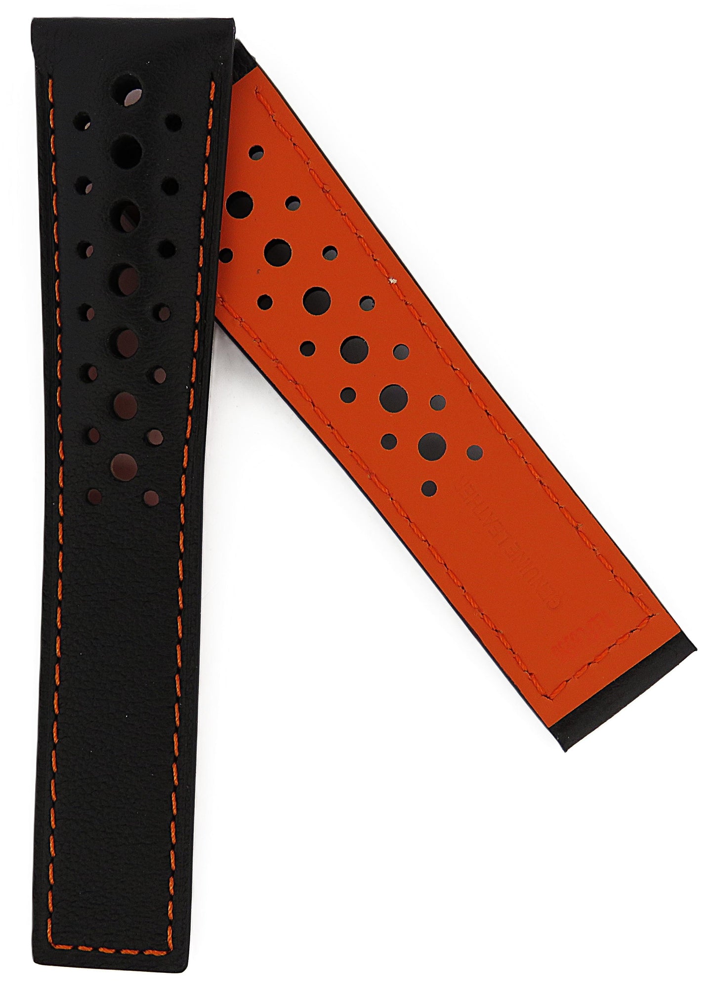 TAG Heuer Monaco FC6550 CAW211AC Black orange stitching / lining Calfskin Strap 22mm - Genuine OEM