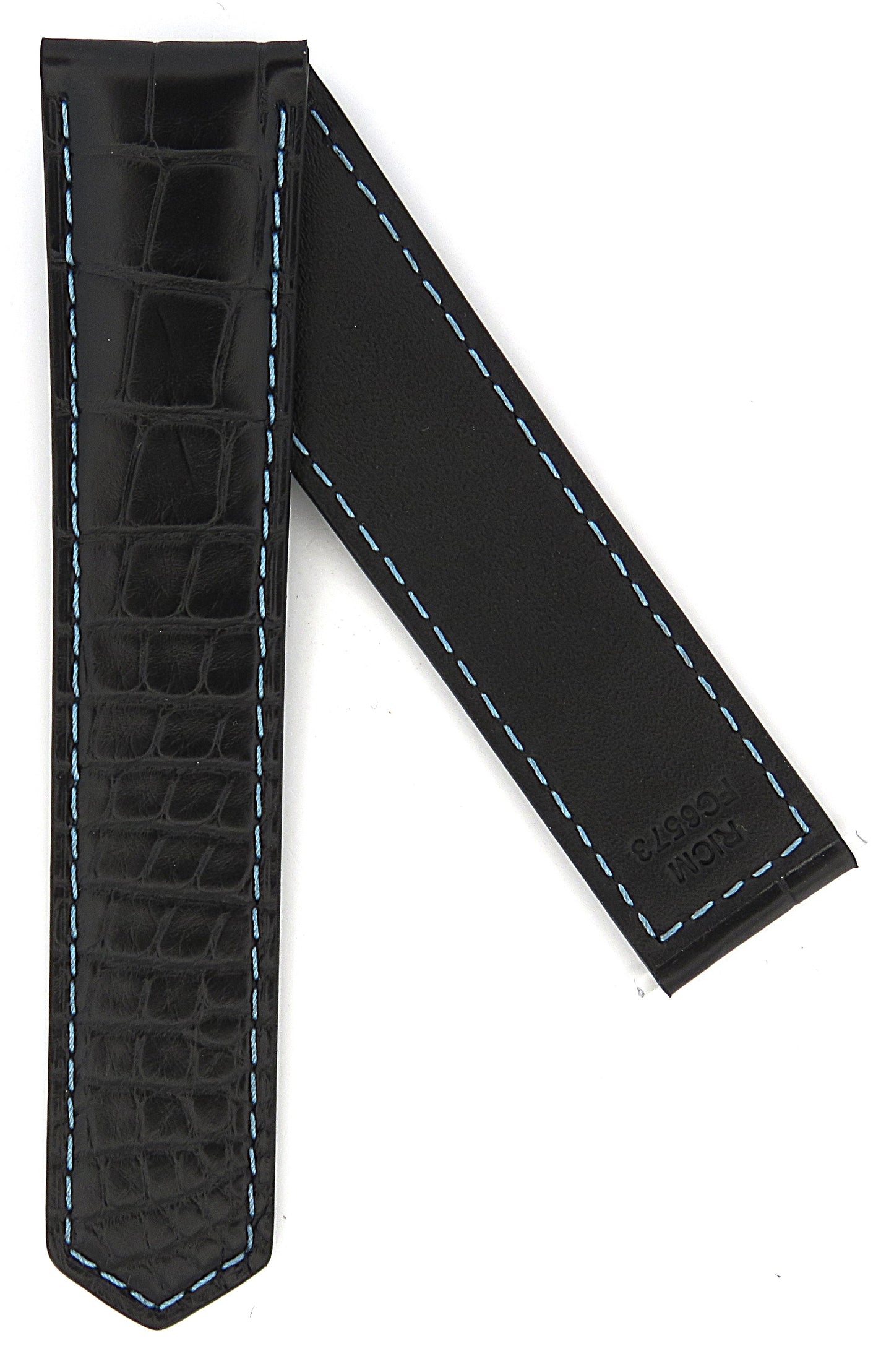 TAG Heuer Carrera FC6573 CBS5014 Black Alligator with blue stitching Strap 22mm - Genuine OEM