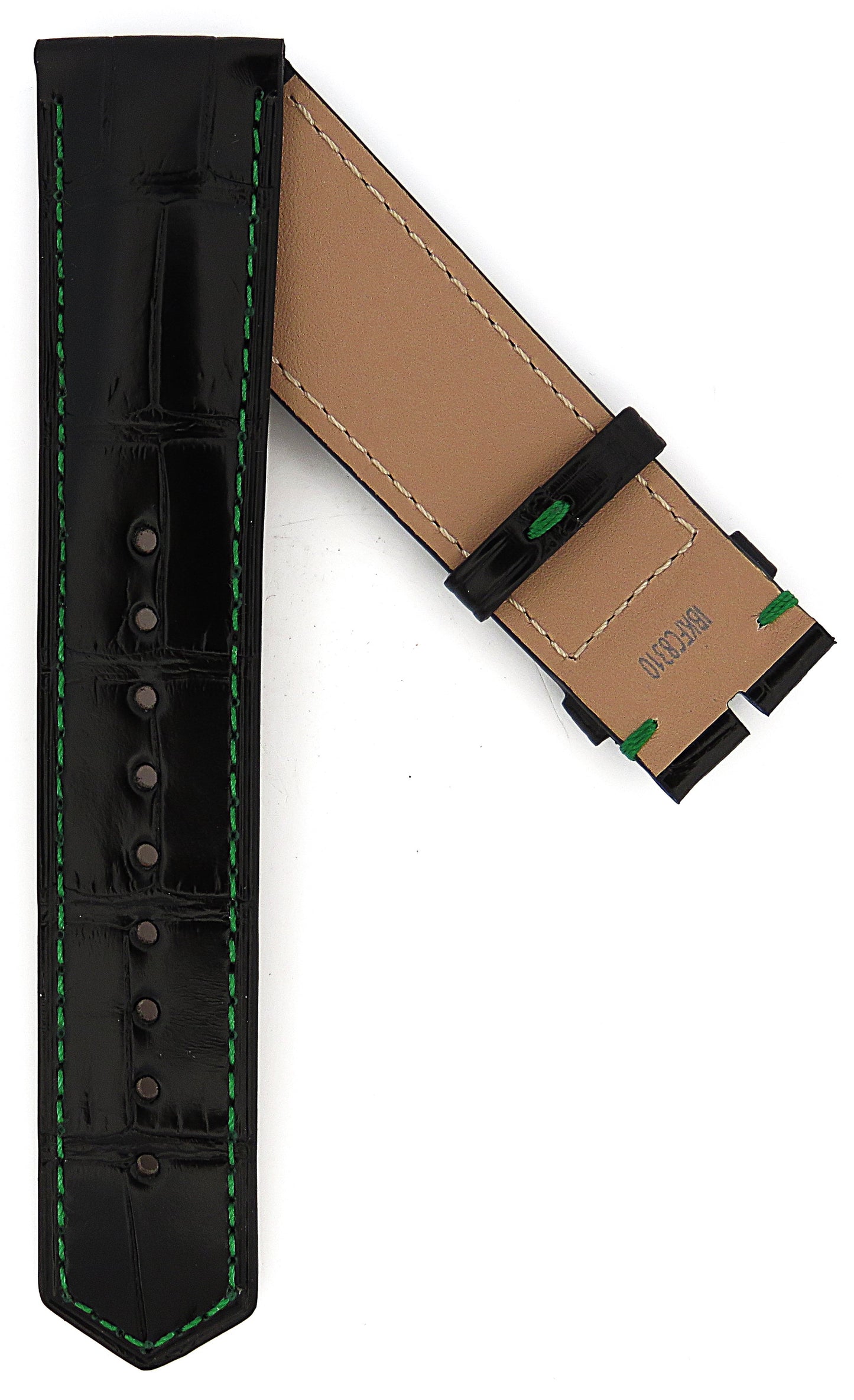 TAG Heuer Carrera FC8310 CBN2043 Black with Green Stitching Alligator Strap 22mm - Genuine OEM