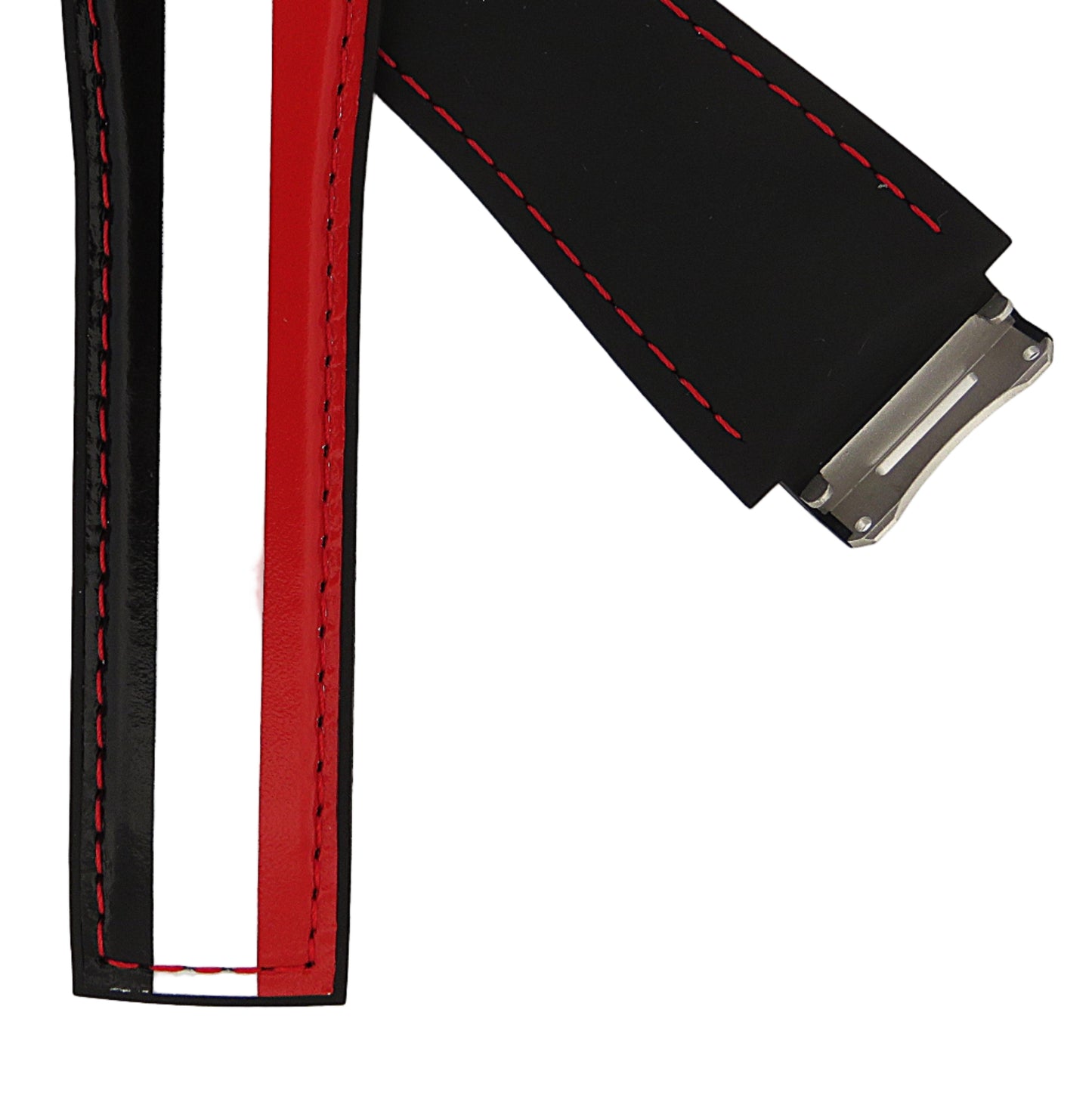 TAG Heuer Connected FT6164 SBF8A8029 Black Rubber, Black White Red Leather Strap 22mm - Genuine OEM