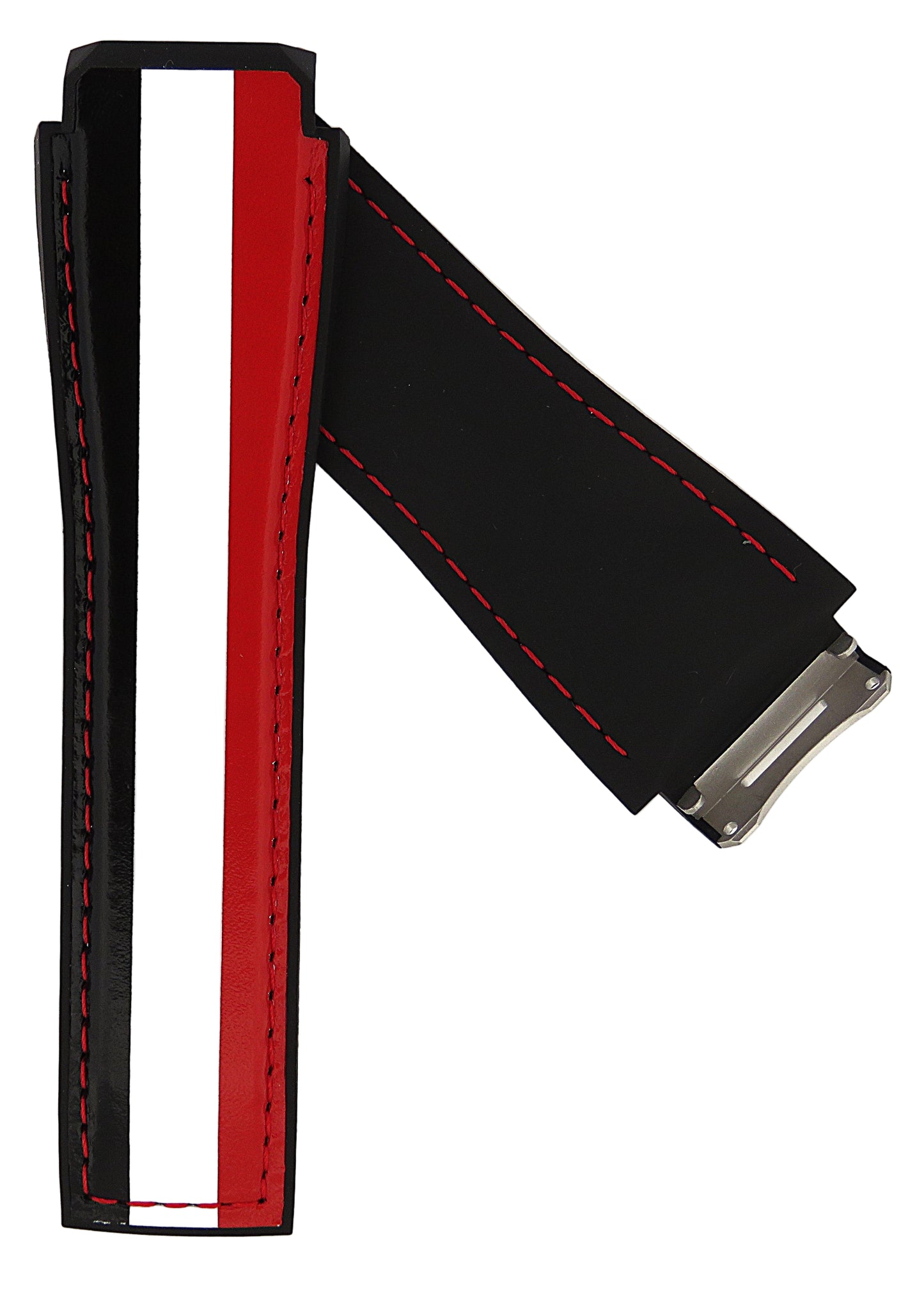 TAG Heuer Connected FT6164 SBF8A8029 Black Rubber, Black White Red Leather Strap 22mm - Genuine OEM