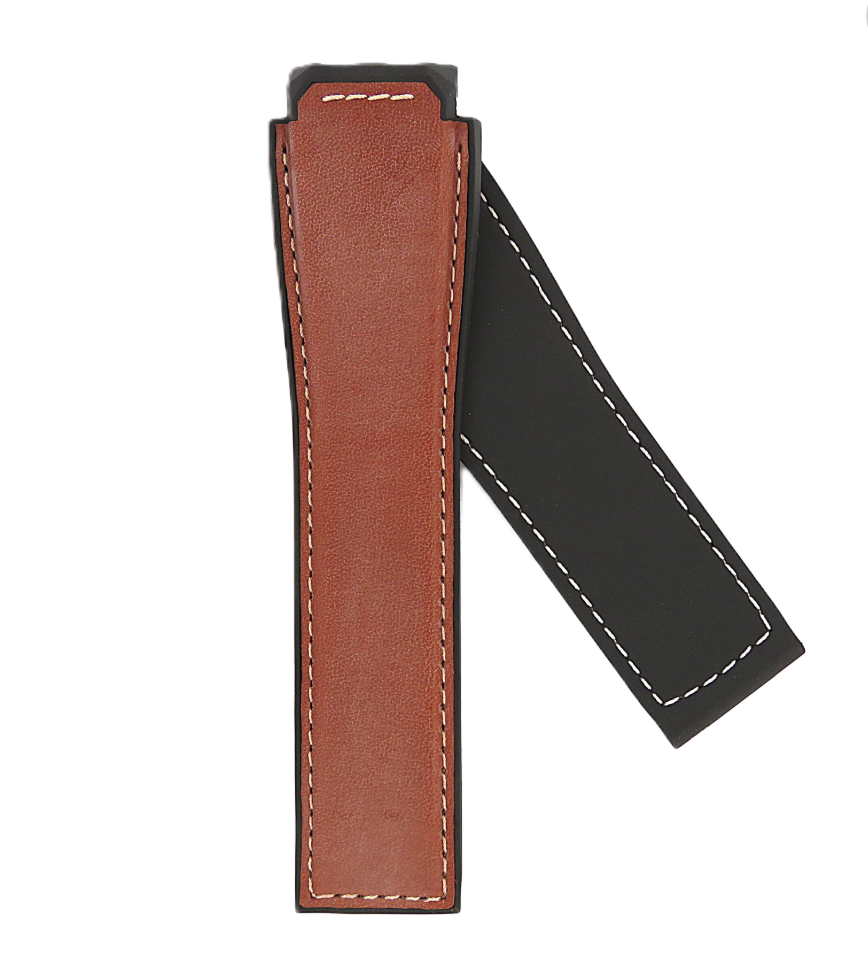 TAG Heuer FT6070 SAR8A80 Connected Black Rubber/Chestnut Calfskin Strap 22mm - Genuine OEM