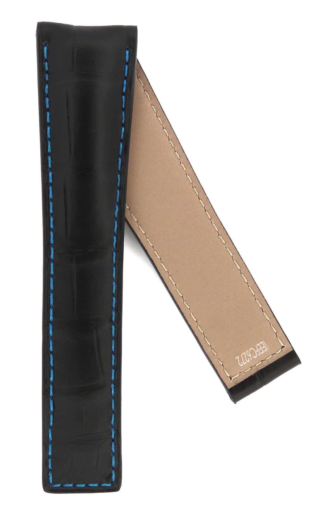 TAG Heuer Carrera CV2A16 FC6272 Black with Blue stitching Alligator Leather Strap 22mm - Genuine OEM