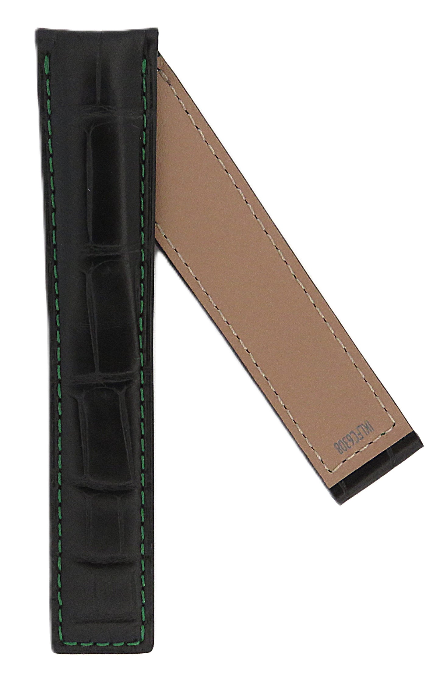 TAG Heuer Carrera CAS2114 FC6308 Black with Green stitching Alligator Leather Strap 20mm - Genuine OEM
