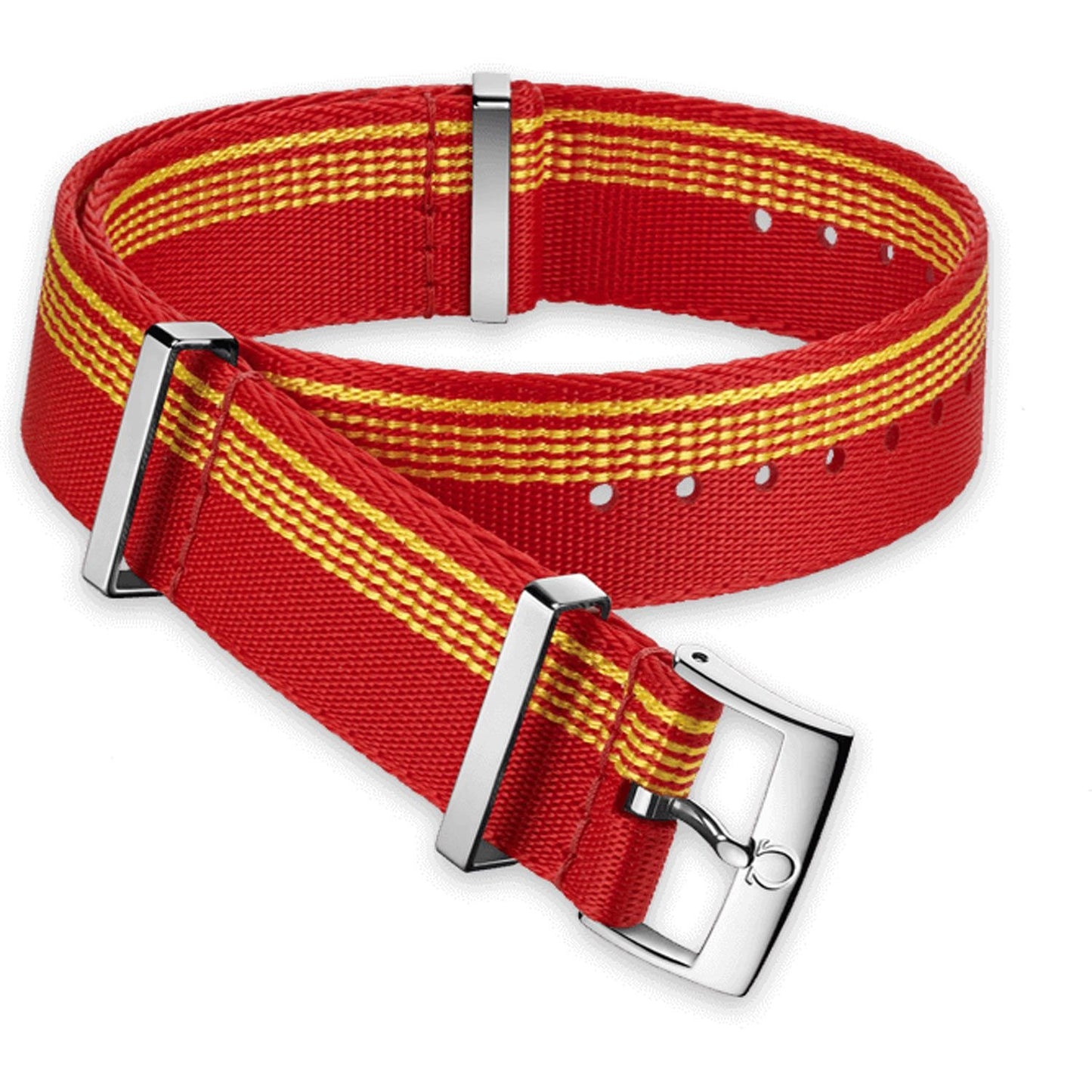 OMEGA Nylon Polyamide Strap 20 mm Yellow & Red with Buckle Ref 031CWZ010620, 7613304232959 – Genuine OEM