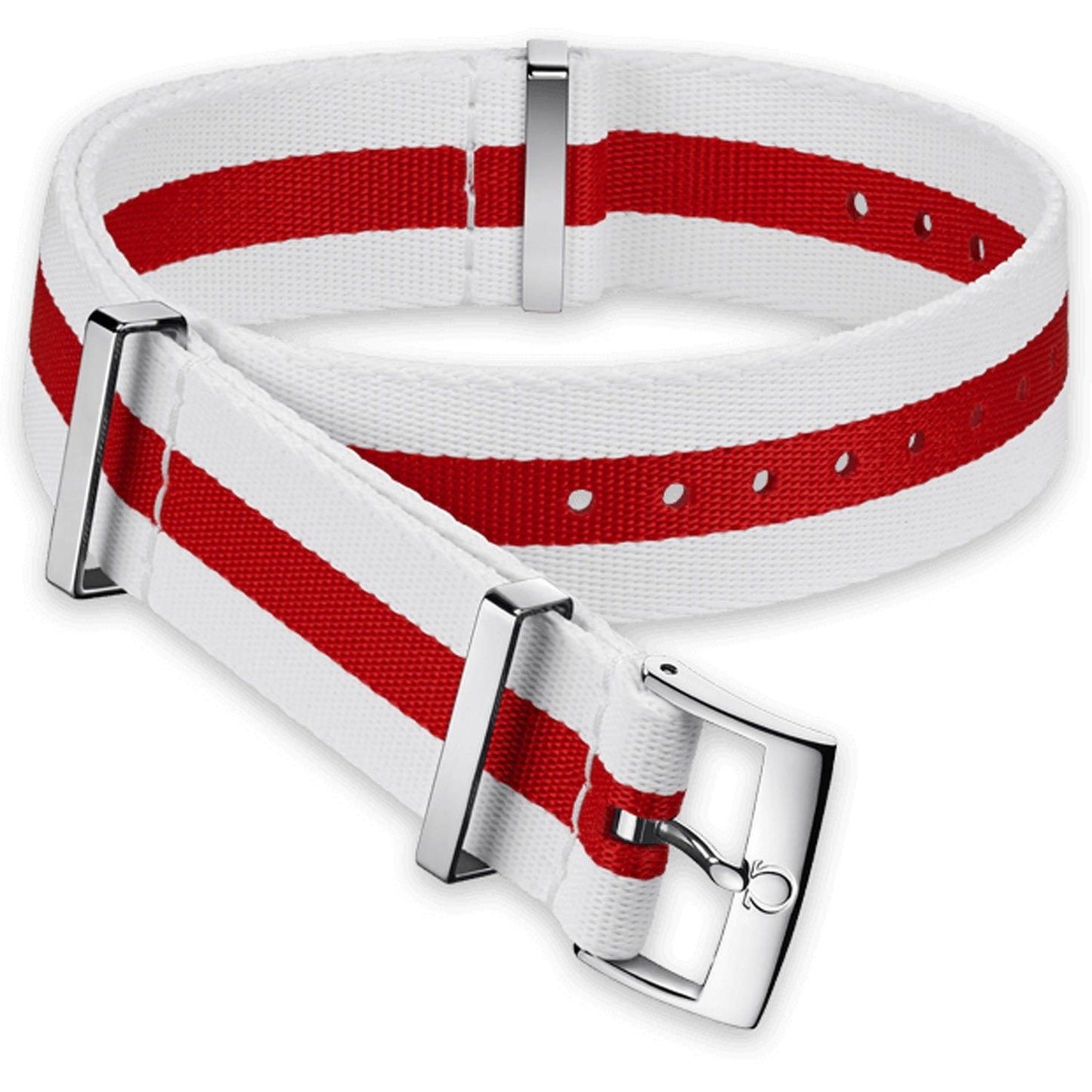 OMEGA NATO Red/White Strap 22MM Standard Buckle Ref 031CWZ010642, 7613304233178 – Genuine OEM