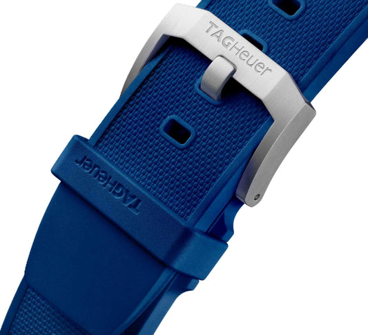 TAG Heuer Formula 1 BT0017 CAZ101AV Rubber strap, blue / satin-finished steel clasp ardillon buckle 21.5mm - Genuine OEM