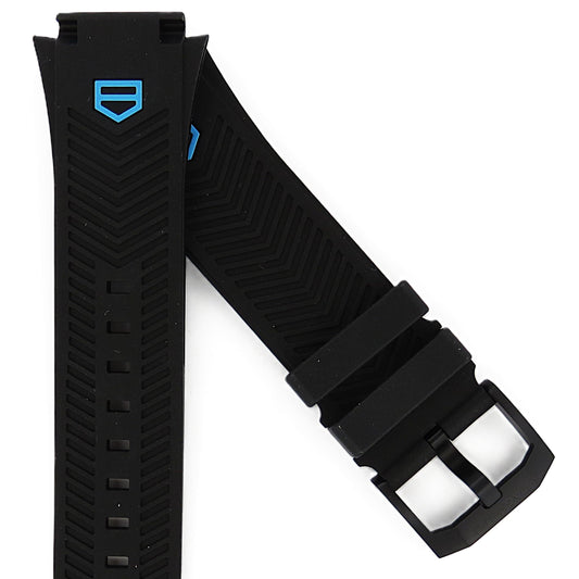 TAG Heuer Formula 1 BT0034 CAZ2084  Black - blue rubber / black DLC satin-finished steel ardillon buckle 18.5mm - Genuine OEM