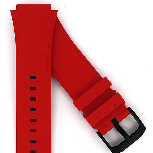 TAG Heuer Formula 1 BT0035 CAZ2085  Red rubber / satin-finished black DLC steel ardillon buckle 18.5mm - Genuine OEM