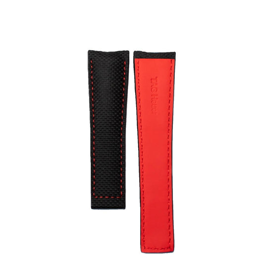 TAG Heuer Carrera FC6256 CAR2A80 Black with red stitching Calfskin Strap 22mm - Genuine OEM