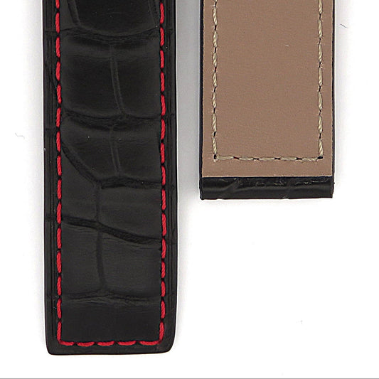TAG Heuer Carrera CAR211C FC6333 Black with red stitching Alligator Leather Strap 20mm - Genuine OEM
