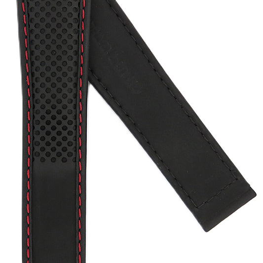 TAG Heuer Carrera FC6360 CAR2C92 Black with holes and red stitching Calfskin Strap 22mm - Genuine OEM