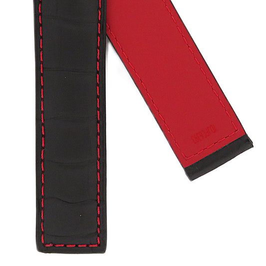 TAG Heuer Carrera CV2A83 FC6393 Black with red stitching Alligator Leather Strap 22mm - Genuine OEM