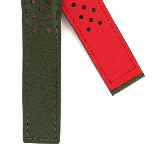 TAG Heuer Monaco FC6414 CAW211E Khaki green with holes Calfskin Strap 22mm - Genuine OEM