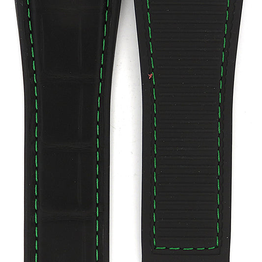TAG Heuer Carrera FC6425 CAR2A1B Black rubber and black alligator leather with green stitching Strap 22mm - Genuine OEM