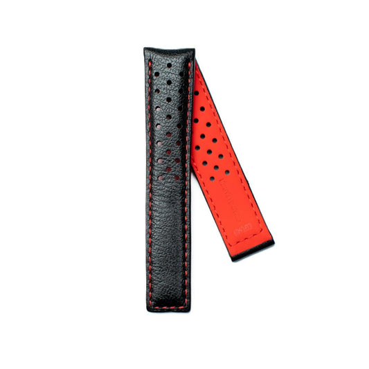 TAG Heuer Carrera FC6429 CV201AP-0 Black with holes and red stitching Calfskin Strap 20m - Genuine OEM