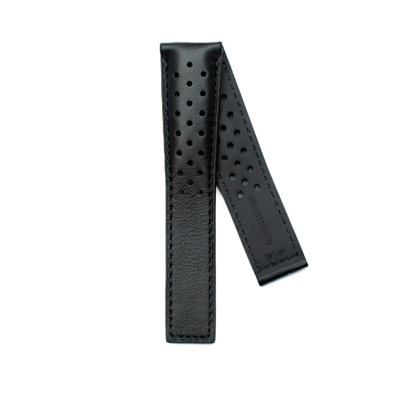 TAG Heuer CBL2114 Monaco FC6486 Black with holes Calfskin Strap 22mm - Genuine OEM