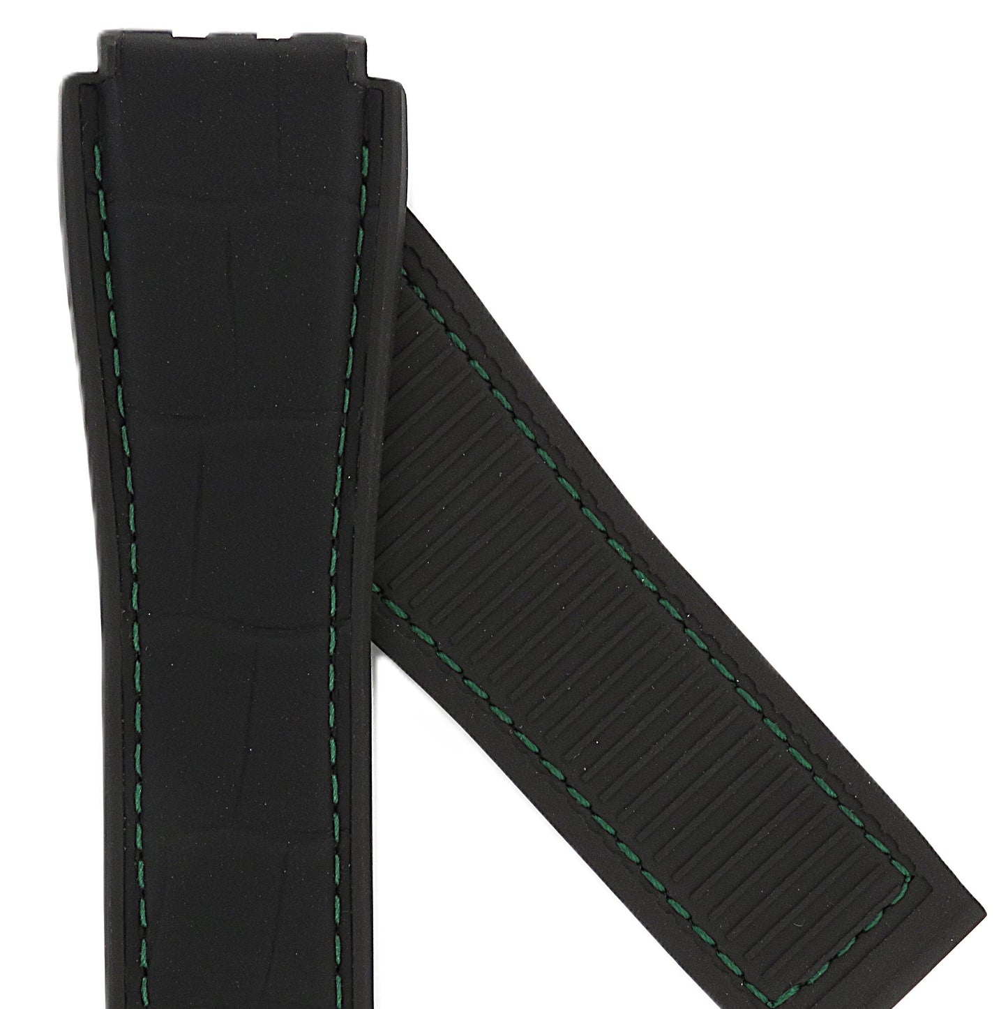 TAG Heuer Carrera FC6513 CAR5A8AA Black rubber with black alligator with green stitching leather Strap 22mm - Genuine OEM