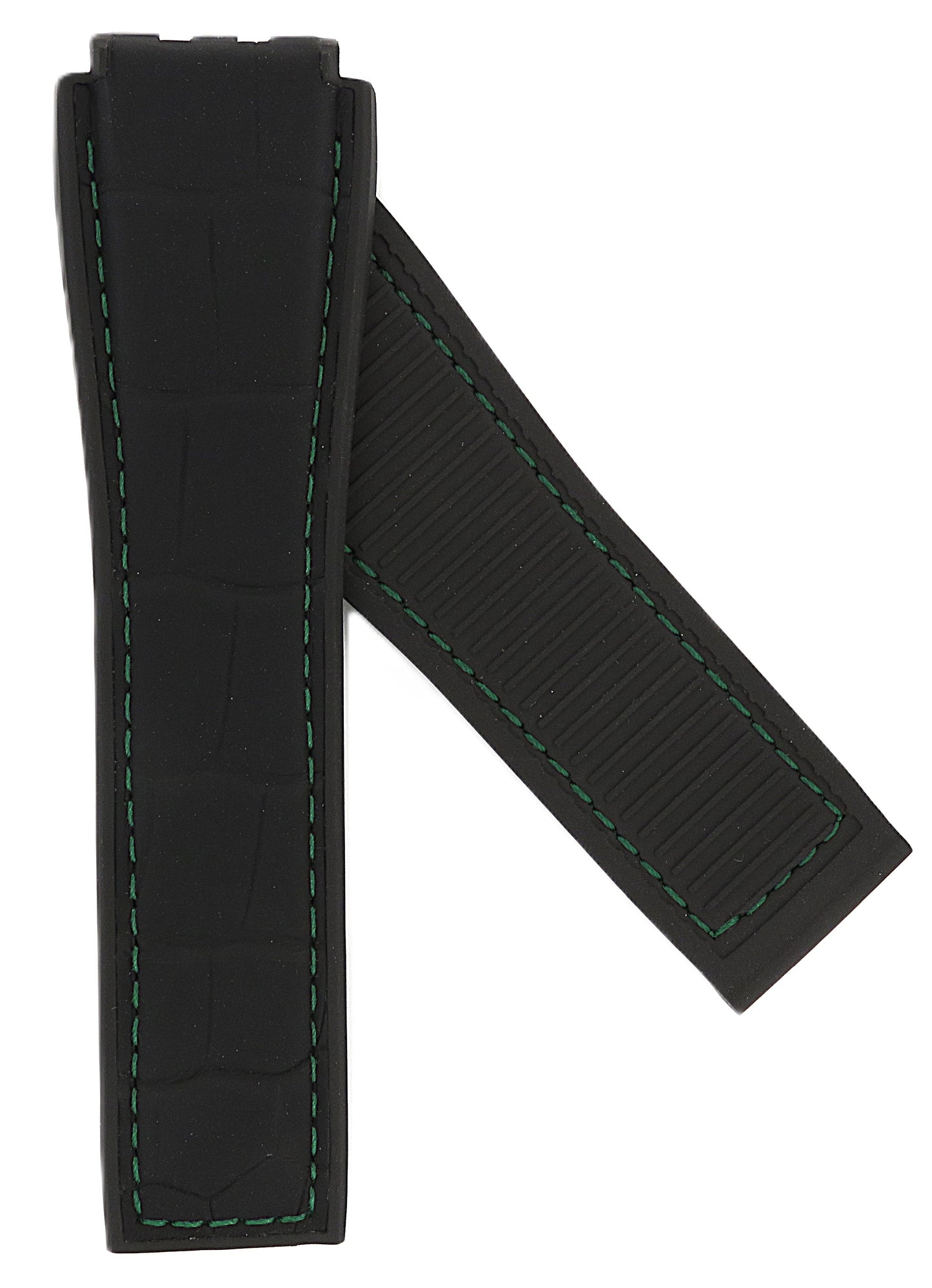 TAG Heuer Carrera FC6513 CAR5A8AA Black rubber with black alligator with green stitching leather Strap 22mm - Genuine OEM