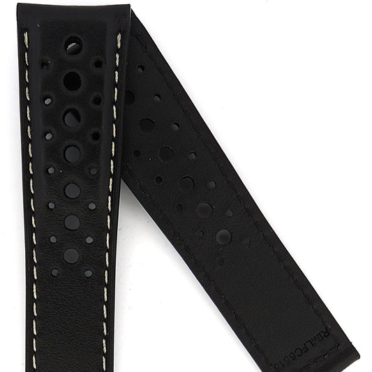 TAG Heuer Monaco FC6515 CBL211B Black with off white stitching Calfskin Strap 22mm - Genuine OEM